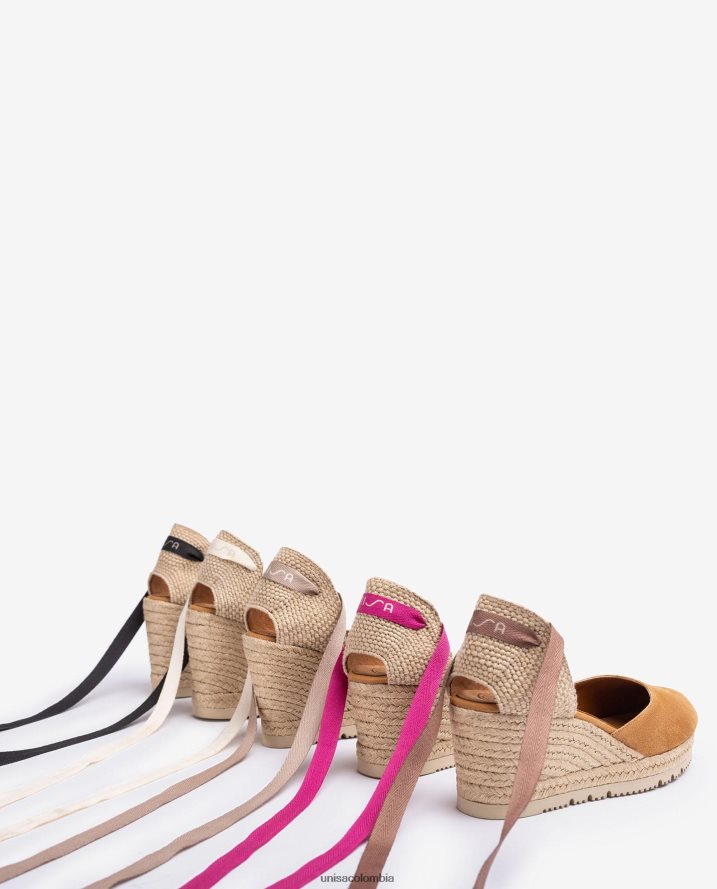 co Unisa mujer alpargata d\'orsay con tira al tobillo y lazada marrón F0X80H704