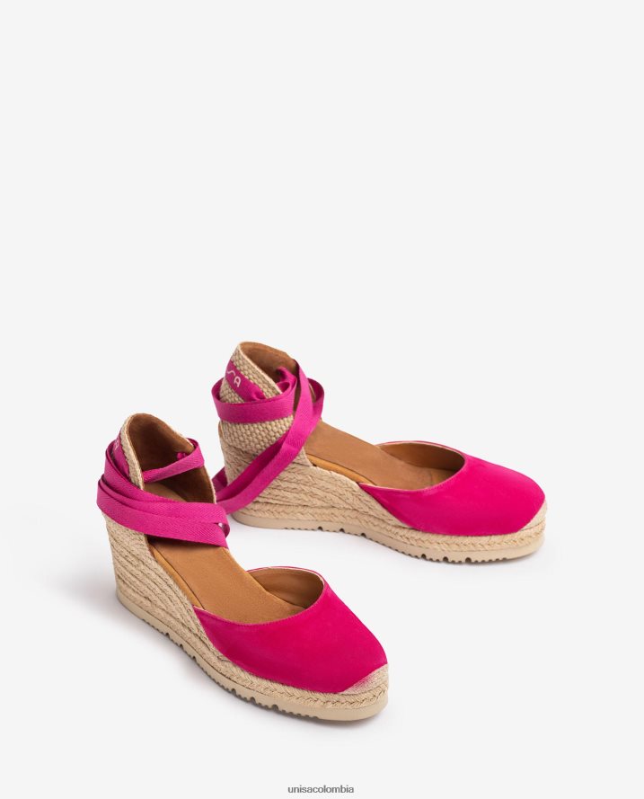 co Unisa mujer alpargata d\'orsay con tira al tobillo y lazada rosa F0X80H702