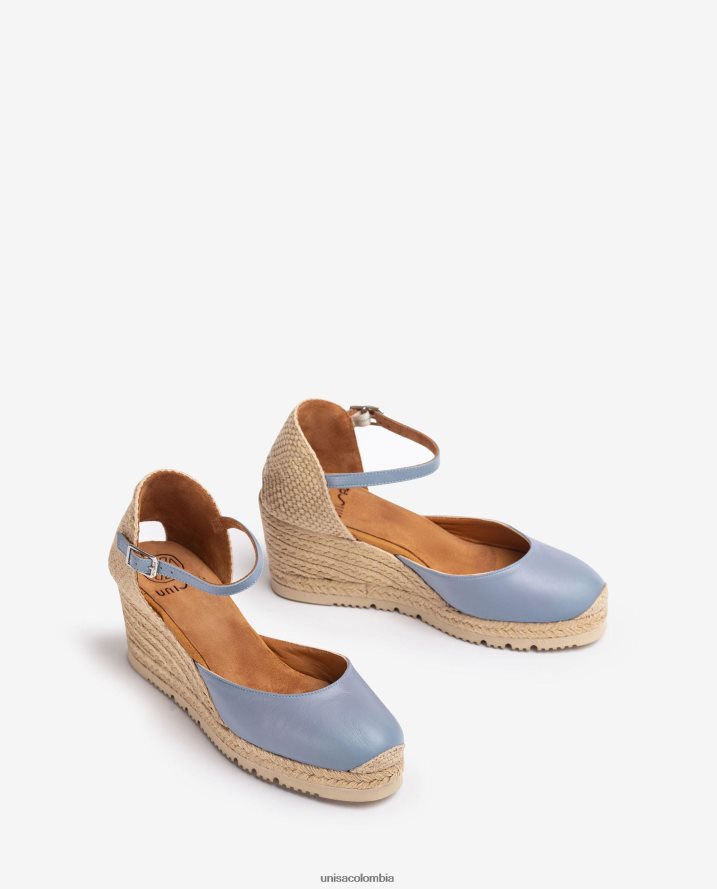 co Unisa mujer alpargata d\'orsay de piel con tira al tobillo azul F0X80H737