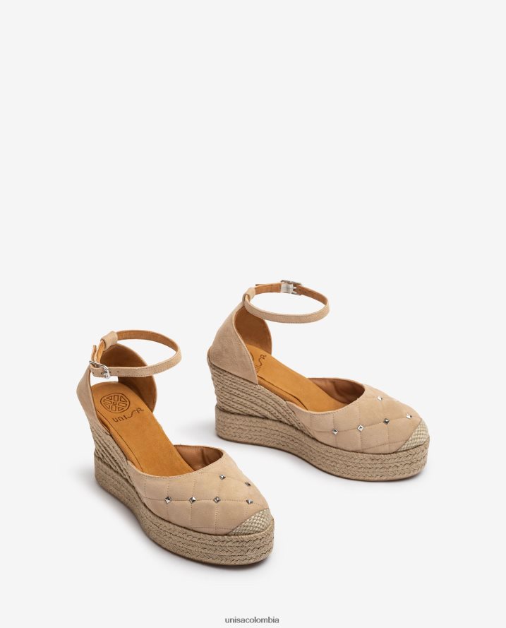 co Unisa mujer alpargata de ante con efecto acolchado beige F0X80H754
