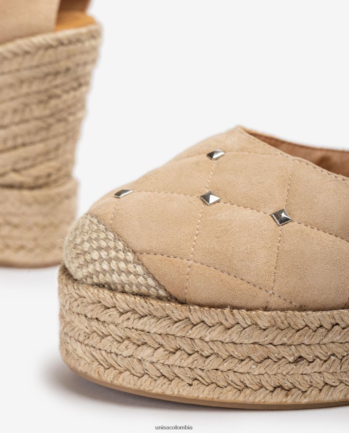 co Unisa mujer alpargata de ante con efecto acolchado beige F0X80H754