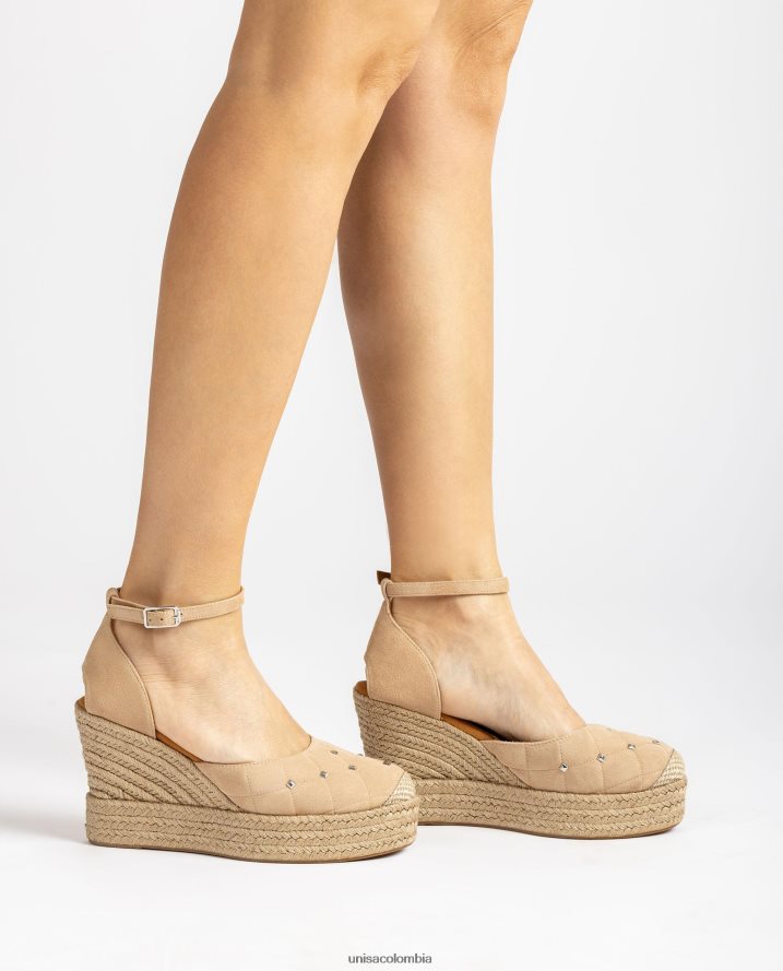 co Unisa mujer alpargata de ante con efecto acolchado beige F0X80H754