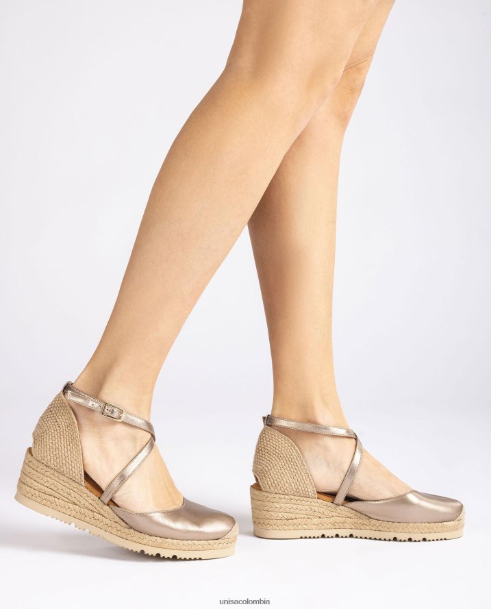 co Unisa mujer alpargata de piel con efecto metalizado moda F0X80H748