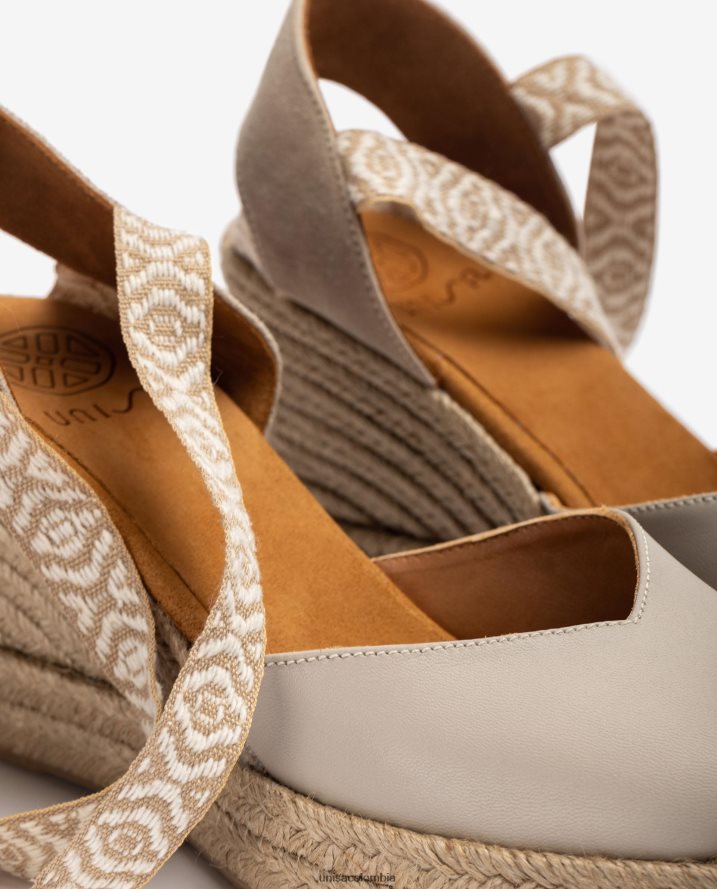 co Unisa mujer alpargata de piel con lazo en el tobillo beige F0X80H784