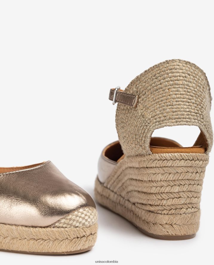 co Unisa mujer alpargata tacón pala acabado metalizado moda F0X80H785