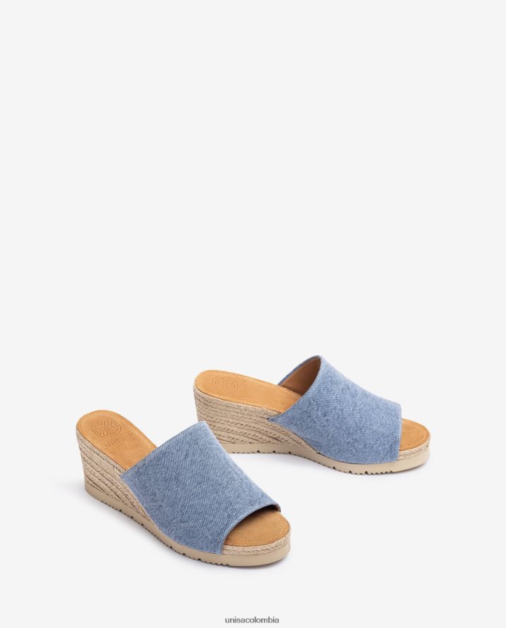 co Unisa mujer mule con cuña de yute azul F0X80H467