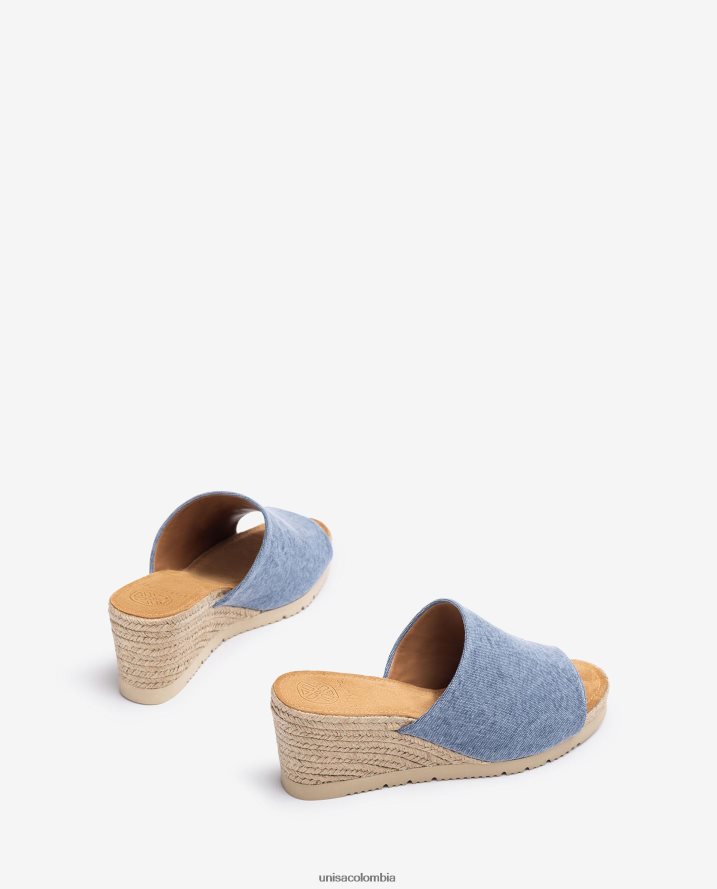 co Unisa mujer mule con cuña de yute azul F0X80H467