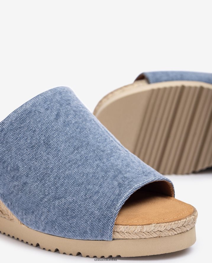 co Unisa mujer mule con cuña de yute azul F0X80H467