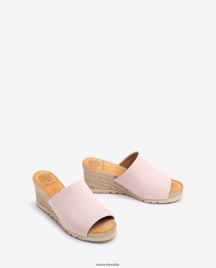 co Unisa mujer mule con cuña de yute rosa F0X80H466