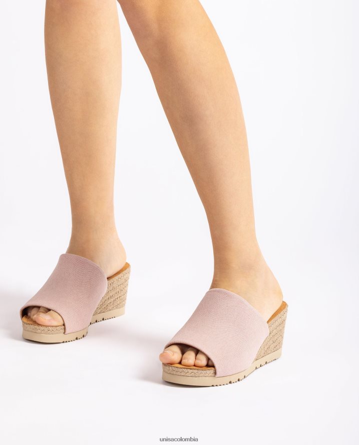 co Unisa mujer mule con cuña de yute rosa F0X80H466