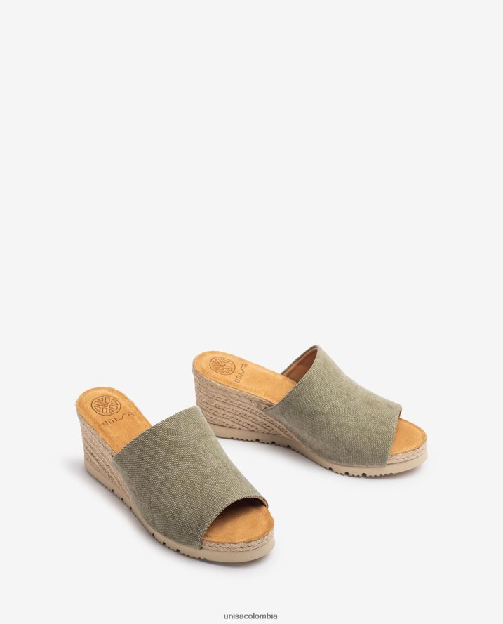 co Unisa mujer mule con cuña de yute verde F0X80H468