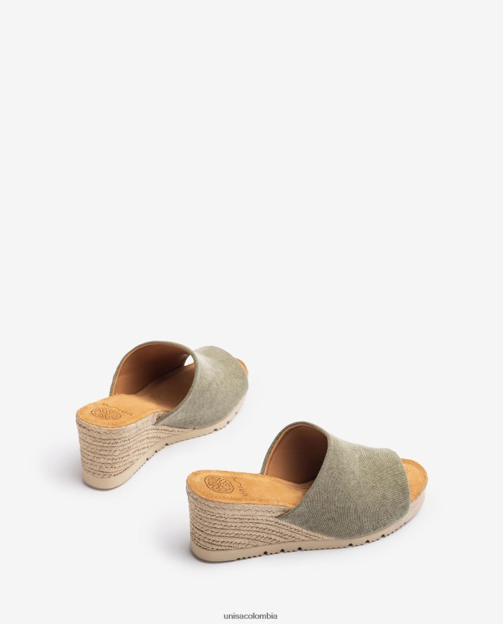 co Unisa mujer mule con cuña de yute verde F0X80H468