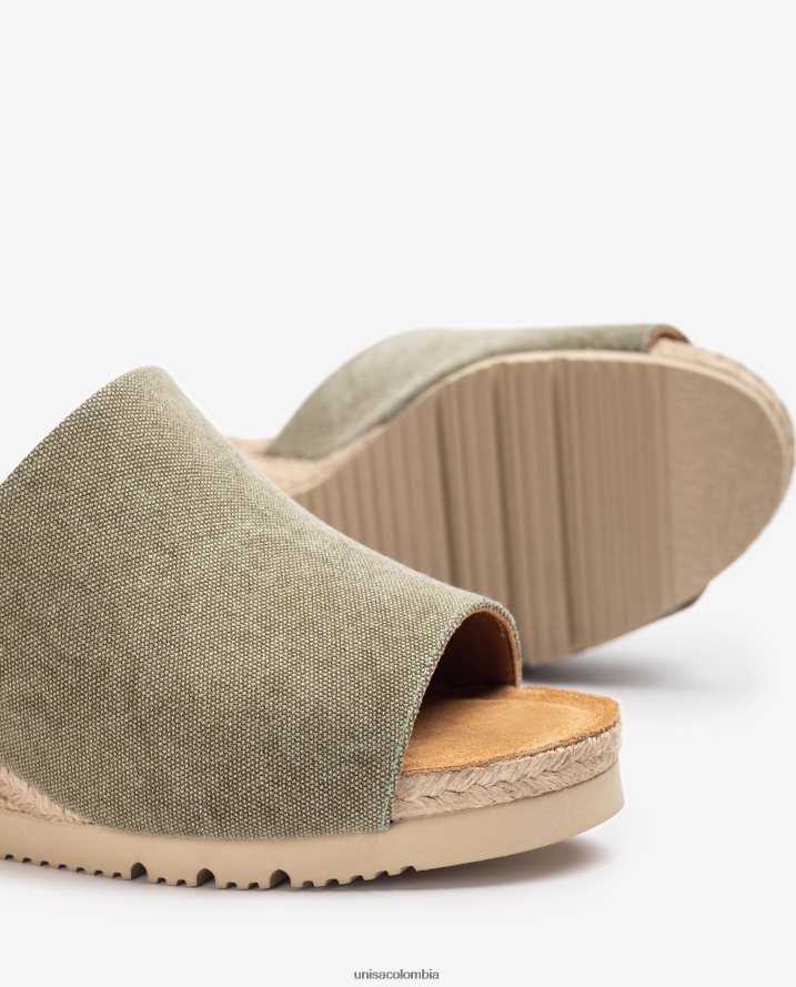 co Unisa mujer mule con cuña de yute verde F0X80H468