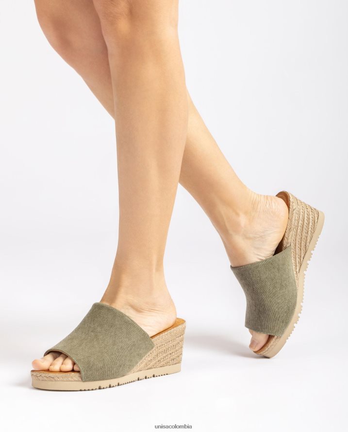 co Unisa mujer mule con cuña de yute verde F0X80H468