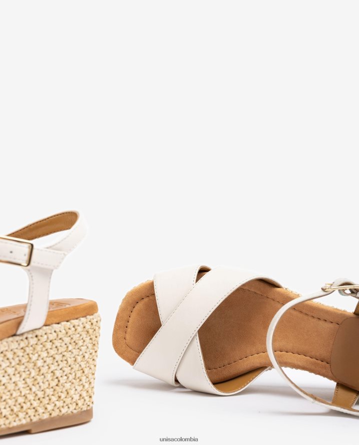 co Unisa mujer sandalia con tacón bloque de rafia moda F0X80H167