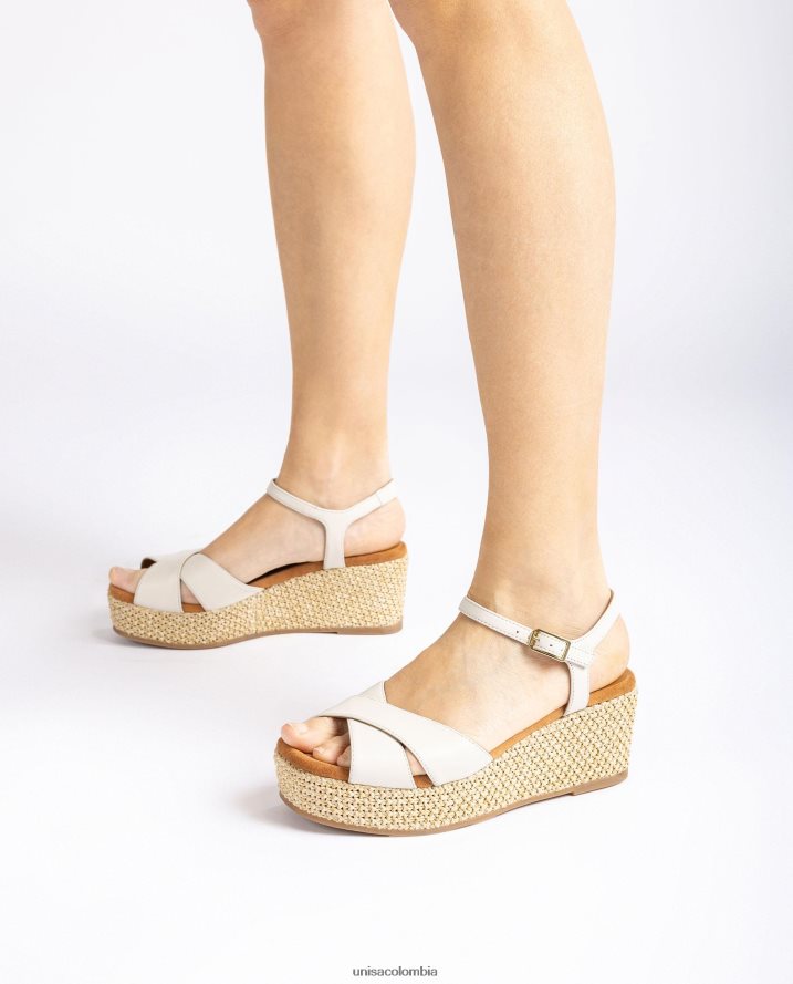 co Unisa mujer sandalia con tacón bloque de rafia moda F0X80H167