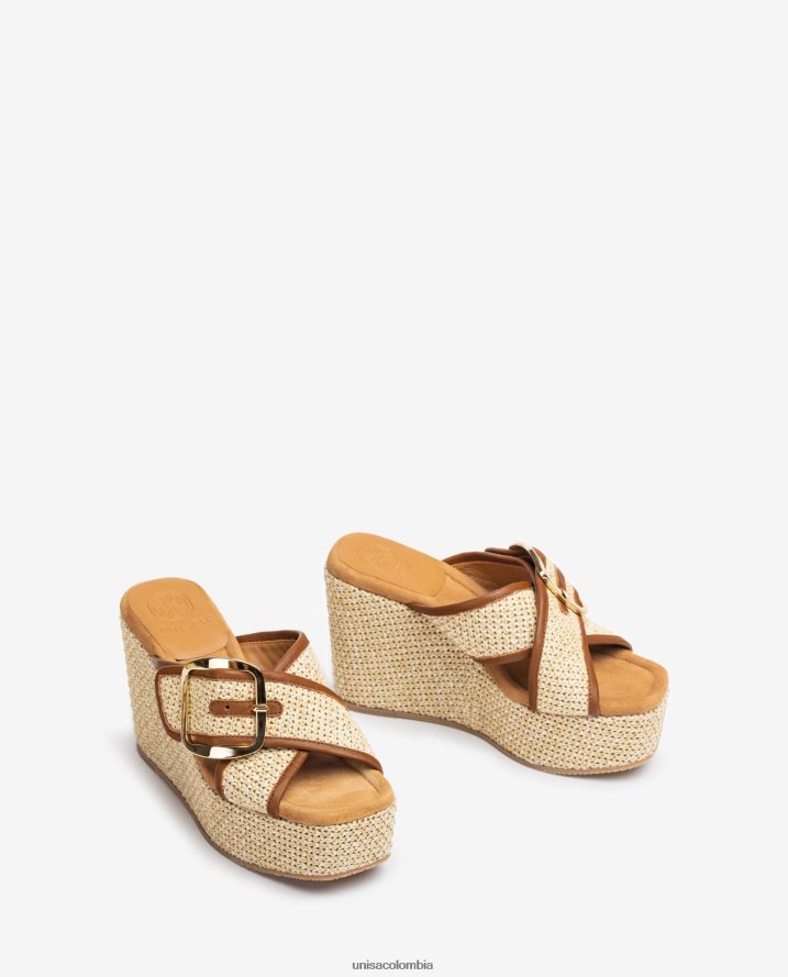 co Unisa mujer sandalia cuña alta con hebilla moda F0X80H463