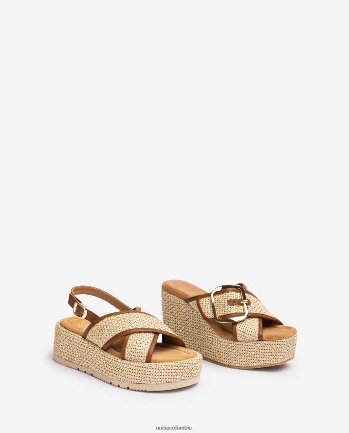 co Unisa mujer sandalia cuña alta con hebilla moda F0X80H463