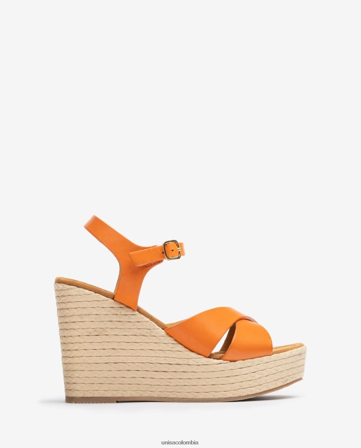co Unisa mujer sandalia de cuña alta naranja F0X80H192
