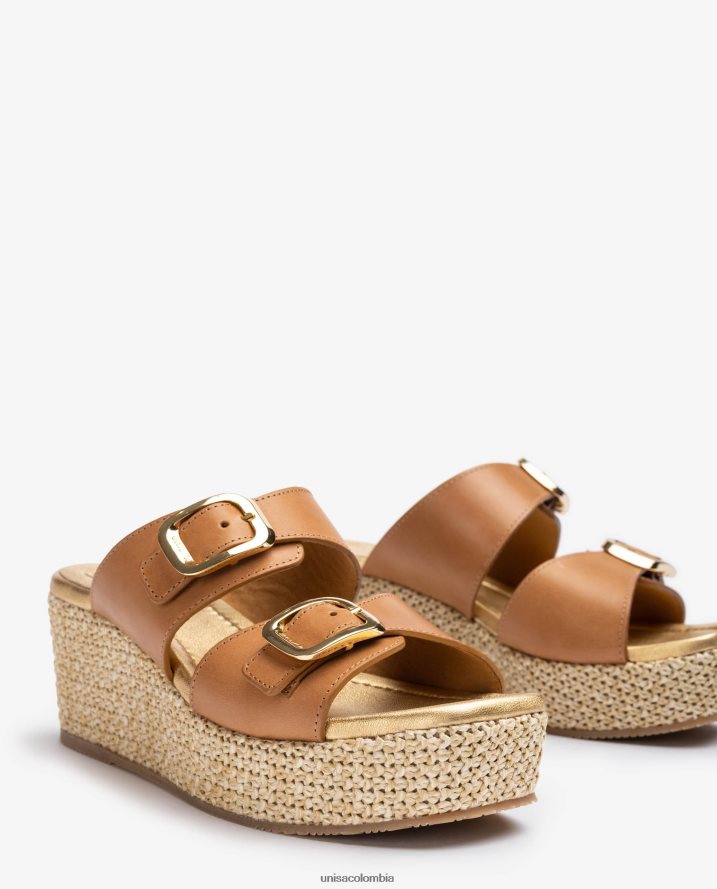 co Unisa mujer sandalia de tiras con hebilla marrón F0X80H148