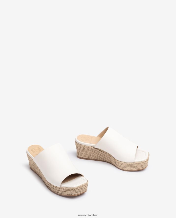 co Unisa mujer sandalias de cuña con punta cuadrada blanco F0X80H384