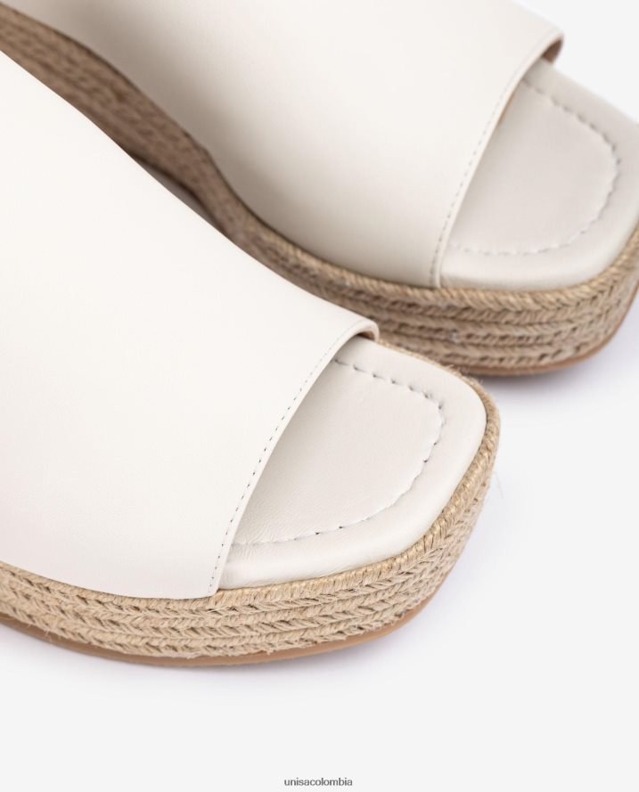 co Unisa mujer sandalias de cuña con punta cuadrada blanco F0X80H384