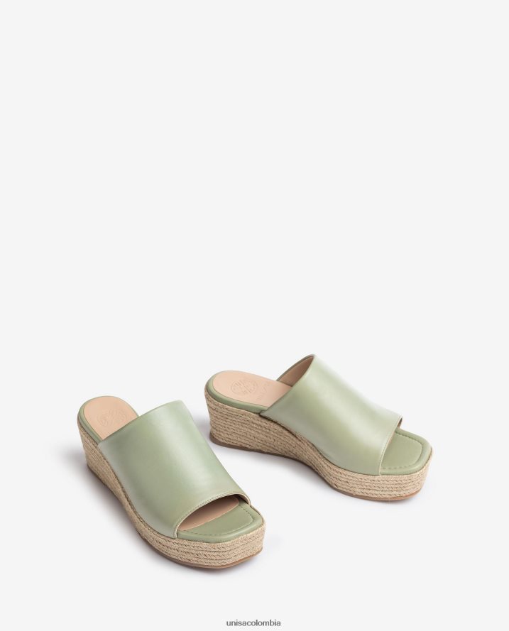 co Unisa mujer sandalias de cuña con punta cuadrada verde F0X80H383