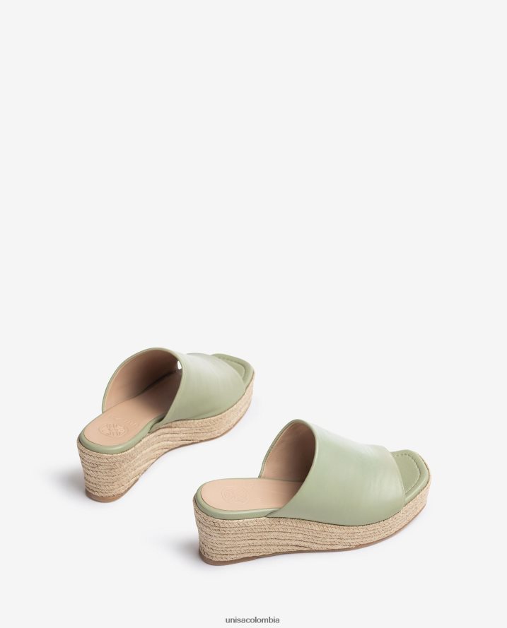 co Unisa mujer sandalias de cuña con punta cuadrada verde F0X80H383