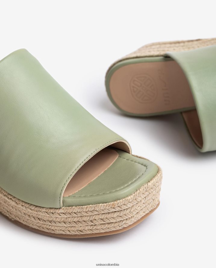 co Unisa mujer sandalias de cuña con punta cuadrada verde F0X80H383
