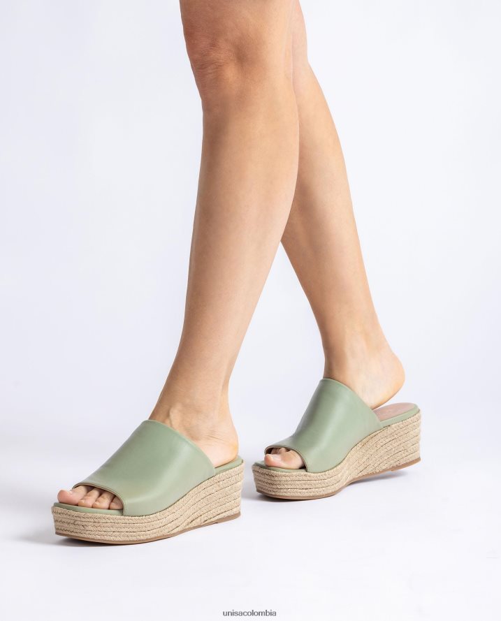 co Unisa mujer sandalias de cuña con punta cuadrada verde F0X80H383