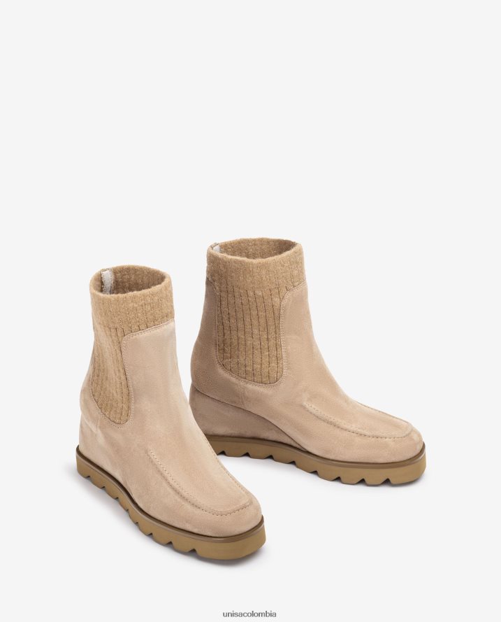 co Unisa mujer botín con cuarto de canalé beige F0X80H977