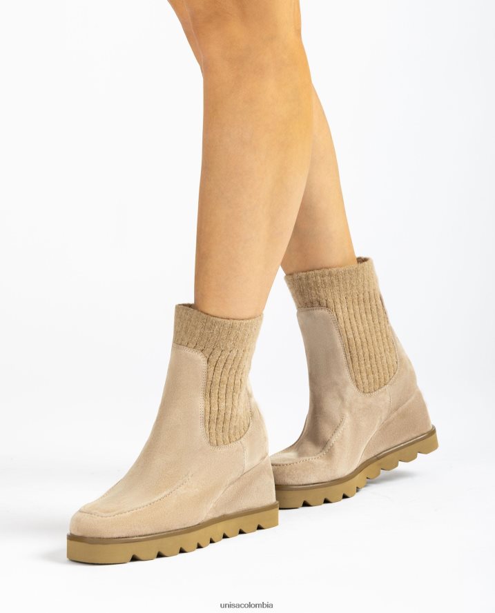 co Unisa mujer botín con cuarto de canalé beige F0X80H977