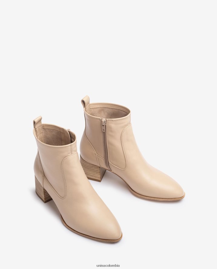 co Unisa mujer botín de piel con tacón beige F0X80H847