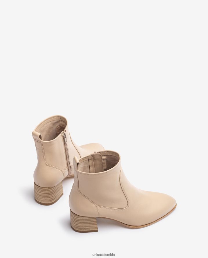 co Unisa mujer botín de piel con tacón beige F0X80H847