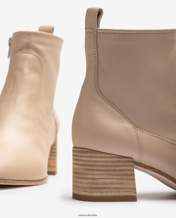 co Unisa mujer botín de piel con tacón beige F0X80H847