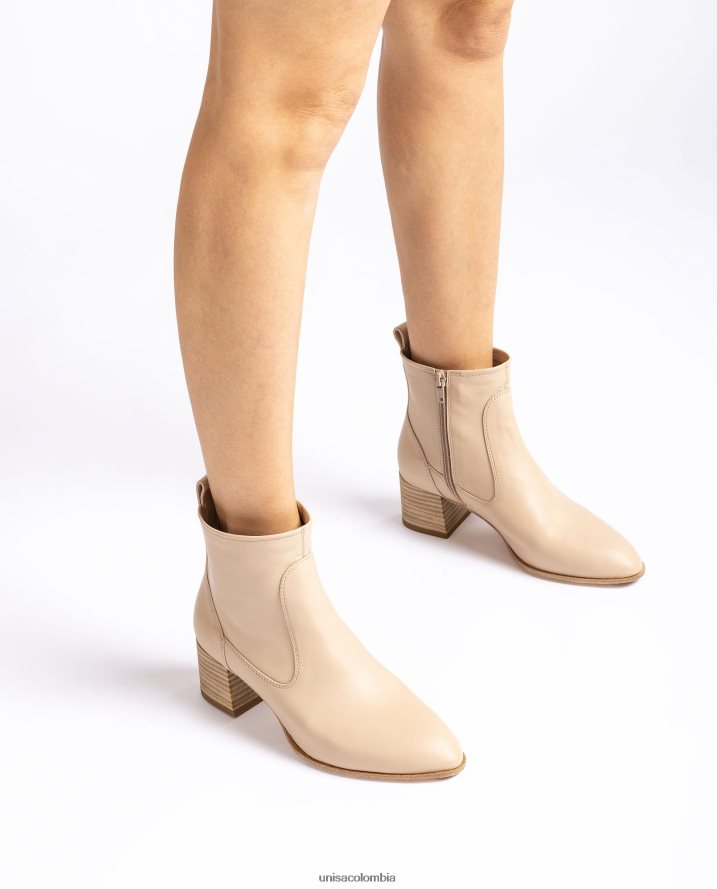 co Unisa mujer botín de piel con tacón beige F0X80H847