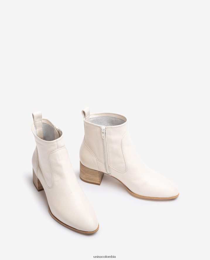 co Unisa mujer botín de piel con tacón blanco F0X80H846