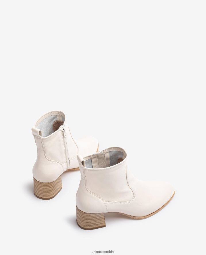 co Unisa mujer botín de piel con tacón blanco F0X80H846