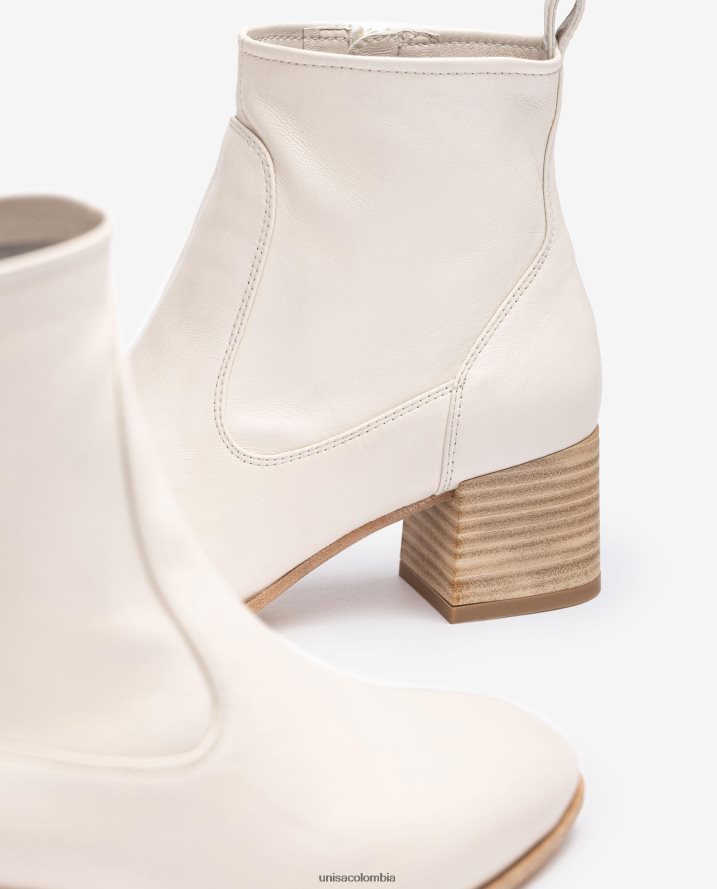 co Unisa mujer botín de piel con tacón blanco F0X80H846