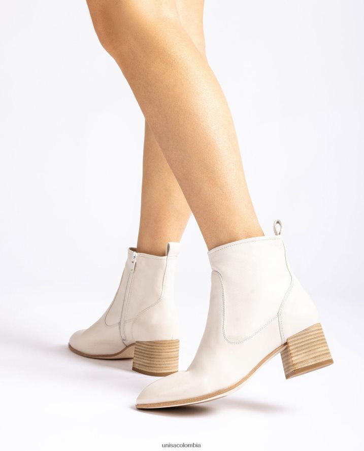 co Unisa mujer botín de piel con tacón blanco F0X80H846