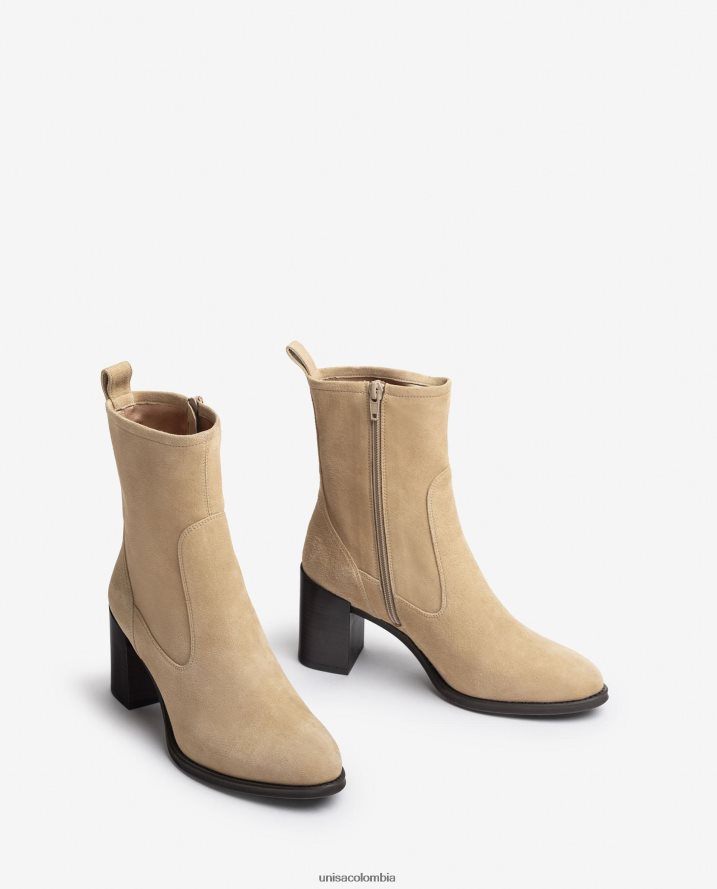 co Unisa mujer botín de tacón alto beige F0X80H1007