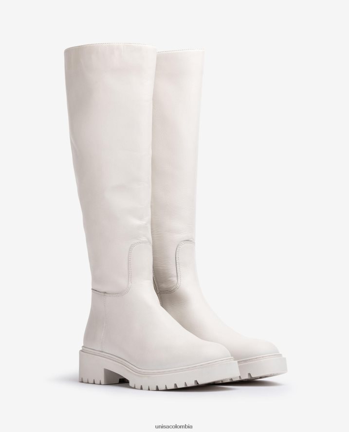 co Unisa mujer bota de cuero con suela track blanco F0X80H1049