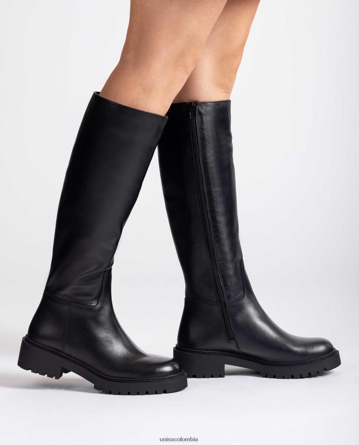 co Unisa mujer bota de cuero con suela track negro F0X80H1051