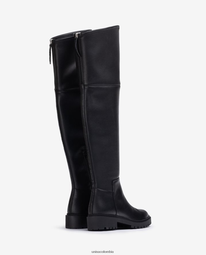 co Unisa mujer bota de muslo con suela de pista negro F0X80H1052