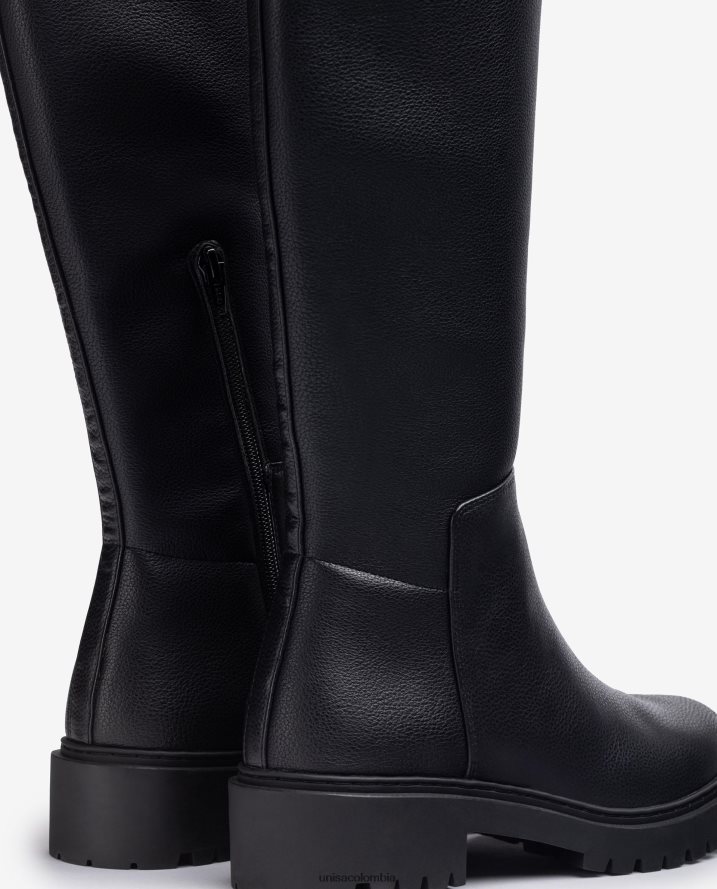 co Unisa mujer bota de muslo con suela de pista negro F0X80H1052