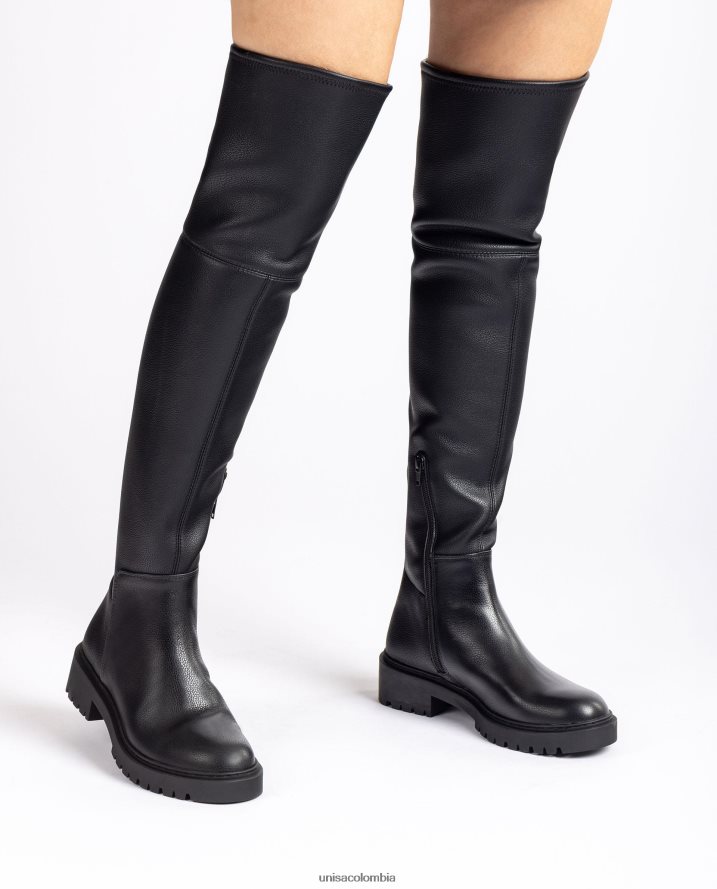 co Unisa mujer bota de muslo con suela de pista negro F0X80H1052