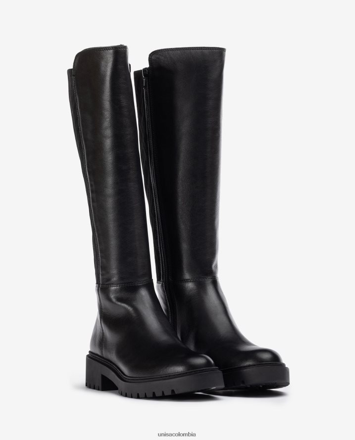co Unisa mujer bota de piel con tejido elástico estampado agraciado F0X80H1065