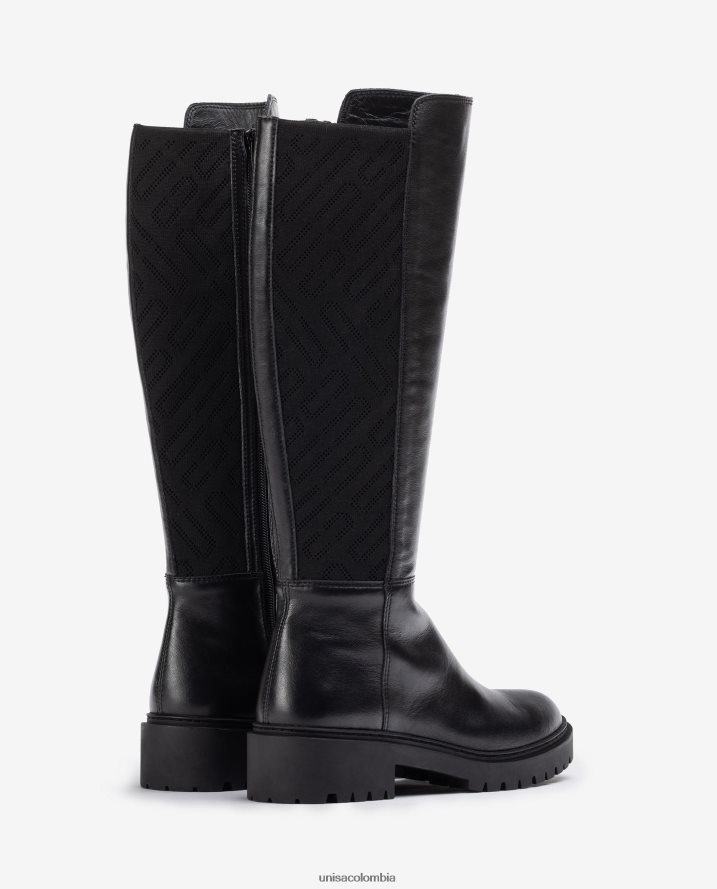 co Unisa mujer bota de piel con tejido elástico estampado agraciado F0X80H1065