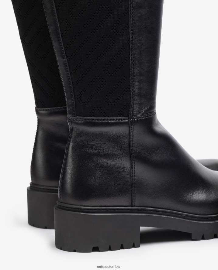co Unisa mujer bota de piel con tejido elástico estampado agraciado F0X80H1065