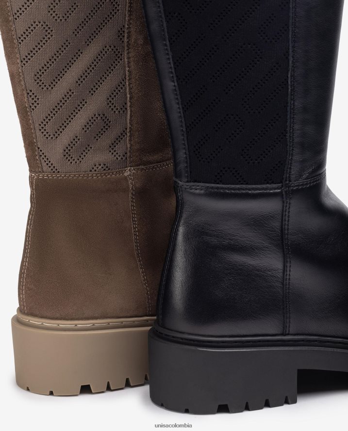 co Unisa mujer bota de piel con tejido elástico estampado agraciado F0X80H1065